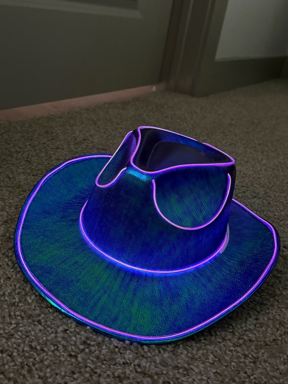 Neon Trim Cowboy Hat - Blue/Purple